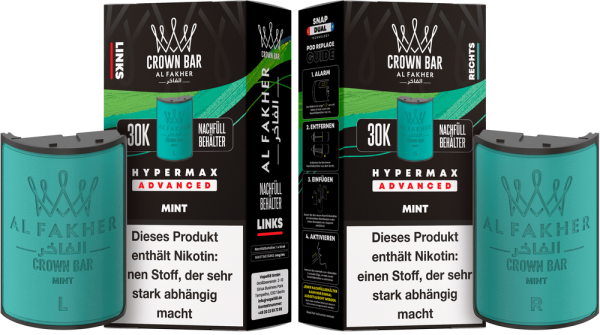 Al Fakher Hypermax Advanced 30K Pods - Mint - 6mg Nikotingehalt