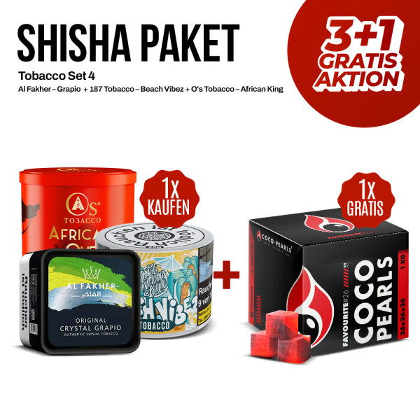 Tobacco Set 4 - Coco Pearls 28mm Kohle Gratis