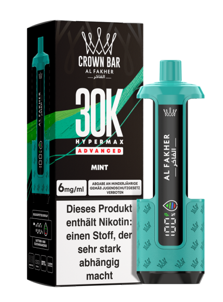 Al Fakher Hypermax Advanced 30K - Mint - 6mg Nikotingehalt