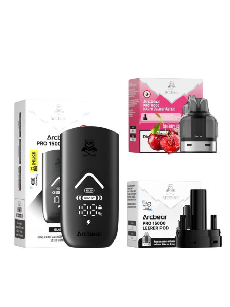 Arcbear Pro 15000 Starter Set - Farbe: Black + Pod Cherry Ice