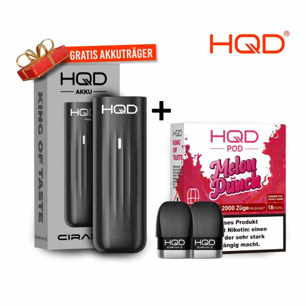 HQD Cirak 2 Pod - Melon Punch + Akkuträger Black Gratis