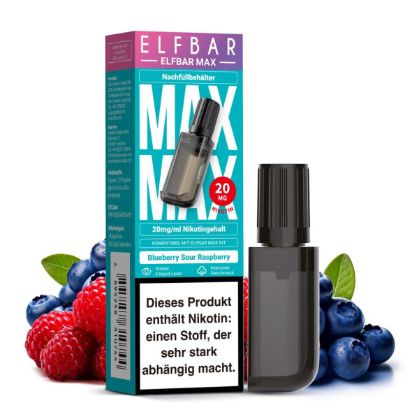 ELFBAR MAX Pod Blueberry Sour Raspberry 20mg Nikotingehalt