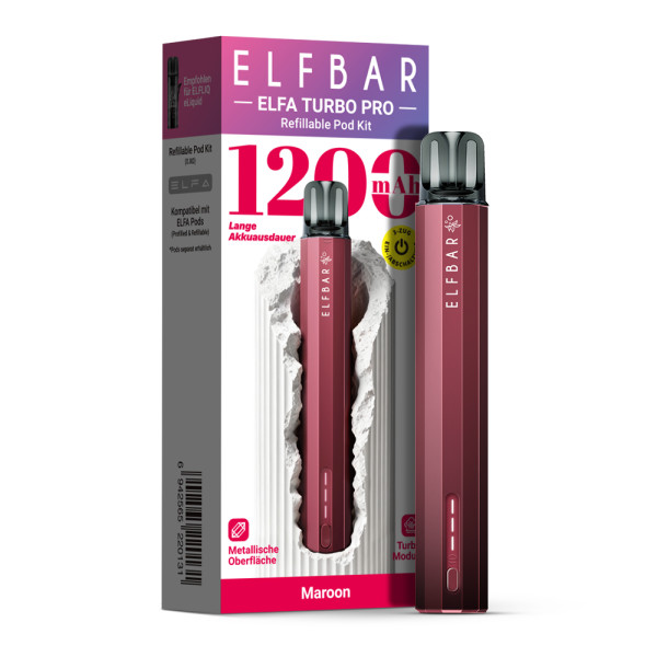 ELFBAR ELFA Turbo PRO Pod Kit 1200 mAh Akku - Maroon