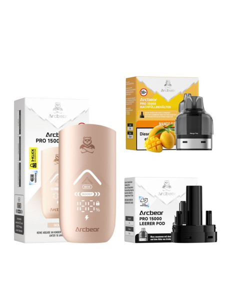 Arcbear Pro 15000 Starter Set - Farbe: Gold + Pod Mango Fizz