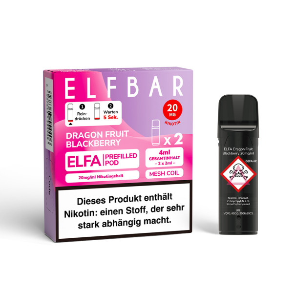 ELFBAR ELFA Dragon Fruit Blackberry 20mg Nikotin 2er Pack