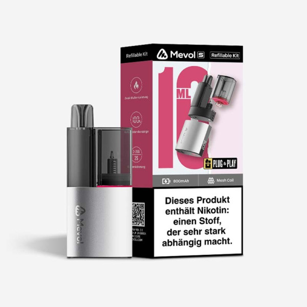 Mevol S Pod Kit + 0ml Pod - Farbe: Chrom Silber - 800 mAh
