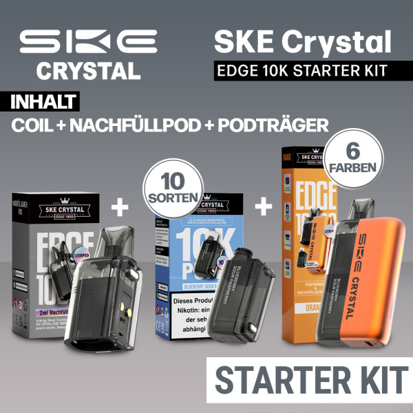 SKE Crystal Edge 10K Starter Kit Set - 10ml Pod + 2ml Ersatz Verdampfer