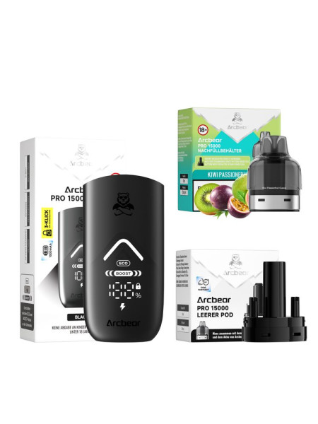 Arcbear Pro 15000 Starter Set - Farbe: Black + Pod Kiwi Passionfruit Guava