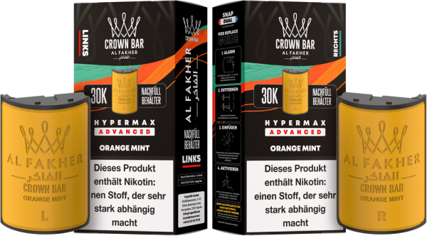 Al Fakher Hypermax Advanced 30K Pods - Orange Mint - 6mg Nikotingehalt