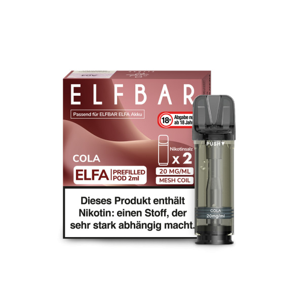 ELFBAR ELFA Pod Kit 500 mAh Akku - Black + ELFA Cola 20mg Nikotin 2er Pack