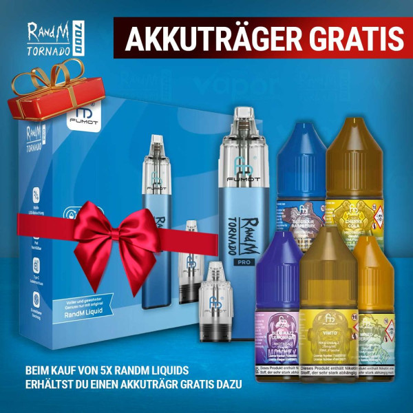 5x RandM Liquid + RandM Tornado Pro Blue Gratis