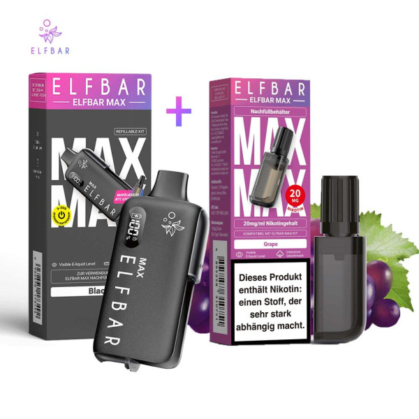 ELFBAR MAX Black Kit + Pod Grape