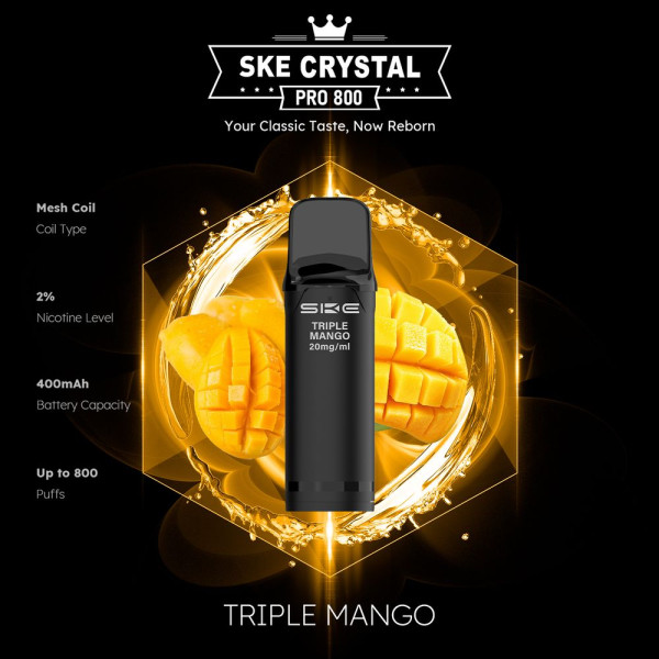 SKE Crystal Pro 800 - Triple Mango - 20mg Nikotingehalt