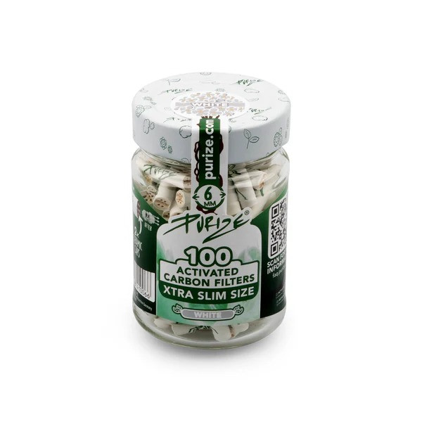 Purize Glas Aktivkohlefilter XTRA Slim - Size 6mm - White - 100 Stück