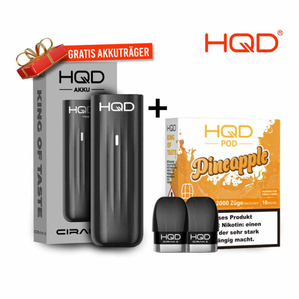 HQD Cirak 2 Pod - Pineapple + Akkuträger Black Gratis