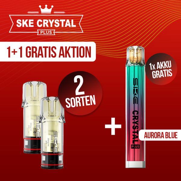 SKE Crystal PLUS Aktion - Akkuträger Aurora Blue Gratis