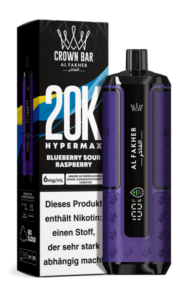 Al Fakher Hypermax 20000 - Blueberry Sour Raspberry - 6mg Nikotingehalt