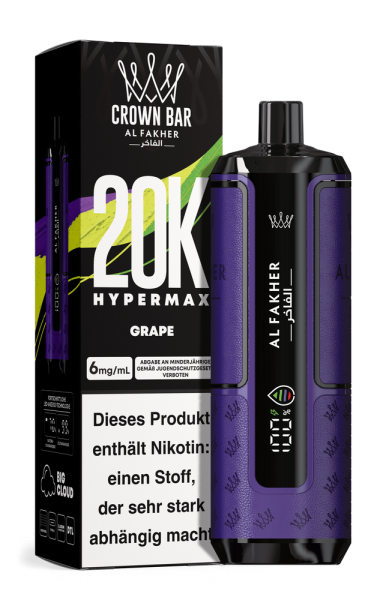 Al Fakher Hypermax 20000 - Grape - 6mg Nikotingehalt