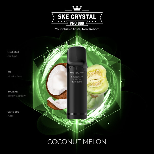 SKE Crystal Pro 800 - Coconut Melon - 20mg Nikotingehalt