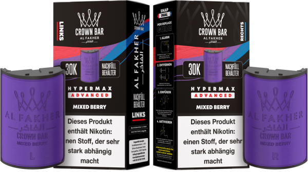 Al Fakher Hypermax Advanced 30K Pods - Mixed Berry - 6mg Nikotingehalt