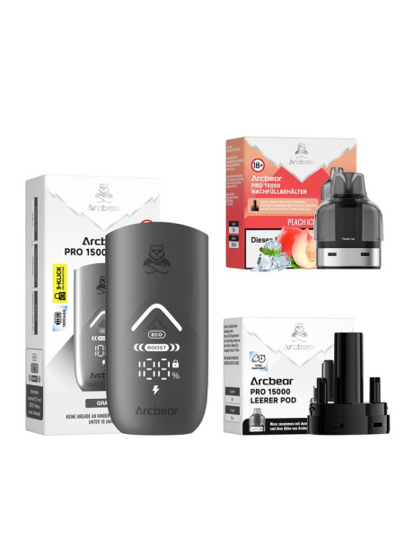 Arcbear Pro 15000 Starter Set - Farbe: Gray + Pod Peach Ice