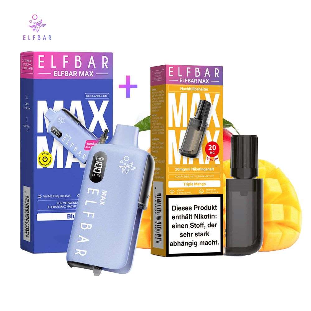 elfbar max akkuträger + Pods EinwegE elfbar neu Geschmack:Berry Mint Blueberry Ice Elf Bar