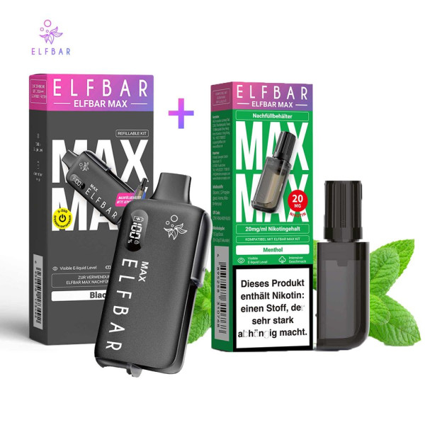 ELFBAR MAX Black Kit + Pod Menthol