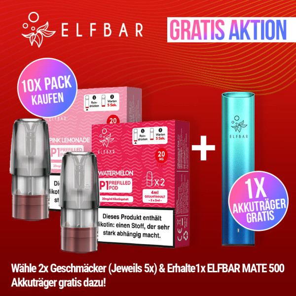 ELFBAR Mate500 - 5 + 5 Pods Kaufen - 1x Akkuträger Gratis