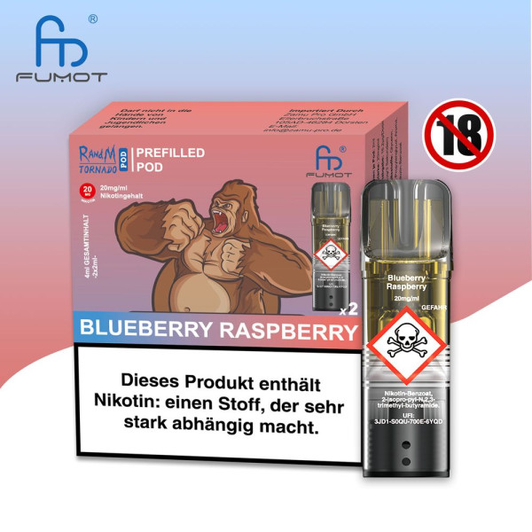 RandM Tornado Blueberry Raspberry 20mg Nikotin 2er Pack