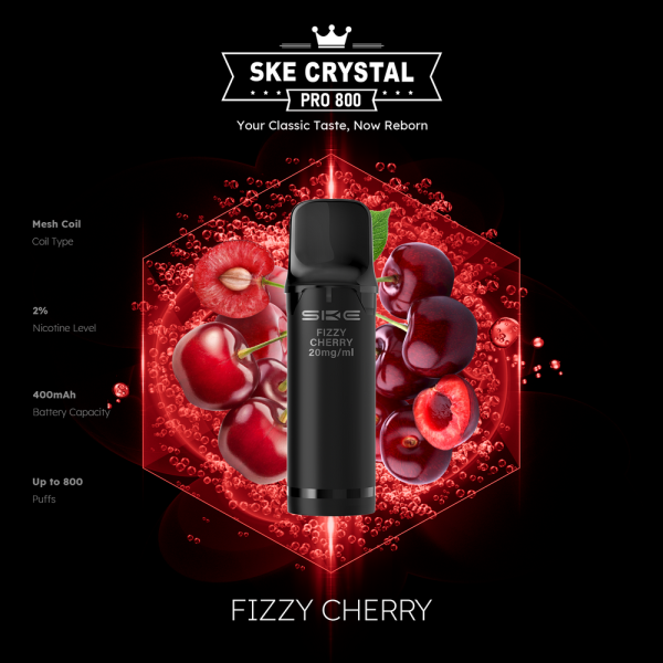 SKE Crystal Pro 800 - Fizzy Cherry - 20mg Nikotingehalt