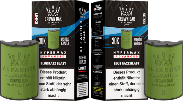 Al Fakher Hypermax Advanced 30K Pods - Blue Razz Blast - 6mg Nikotingehalt