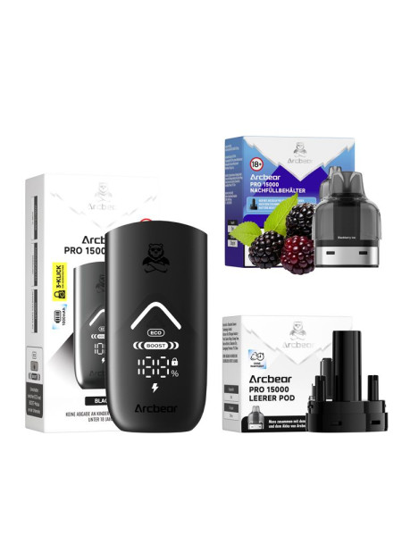 Arcbear Pro 15000 Starter Set - Farbe: Black + Pod Blackberry Ice