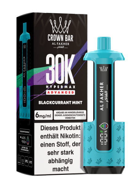 Al Fakher Hypermax Advanced 30K - Blackcurrant Mint - 6mg Nikotingehalt