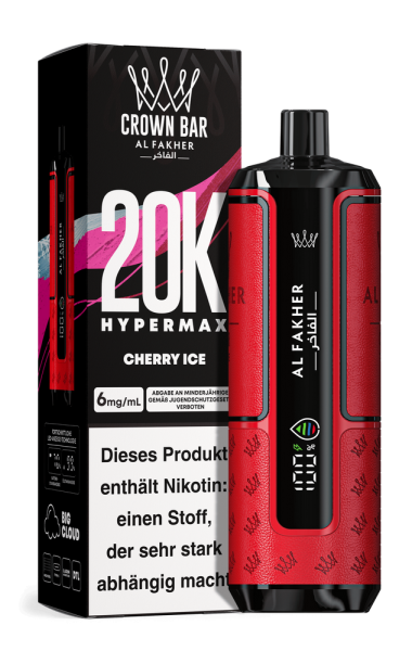 Al Fakher Hypermax 20000 - Cherry Ice - 6mg Nikotingehalt