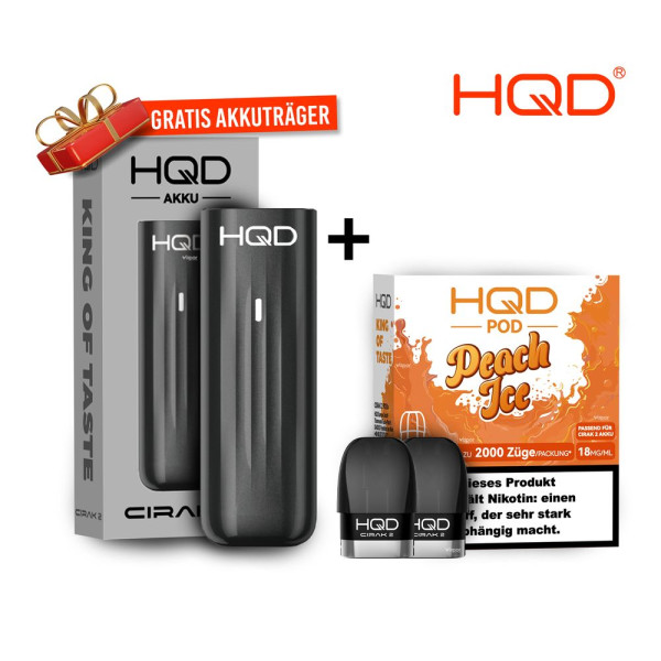 HQD Cirak 2 Pod - Peach Ice + Akkuträger Black Gratis