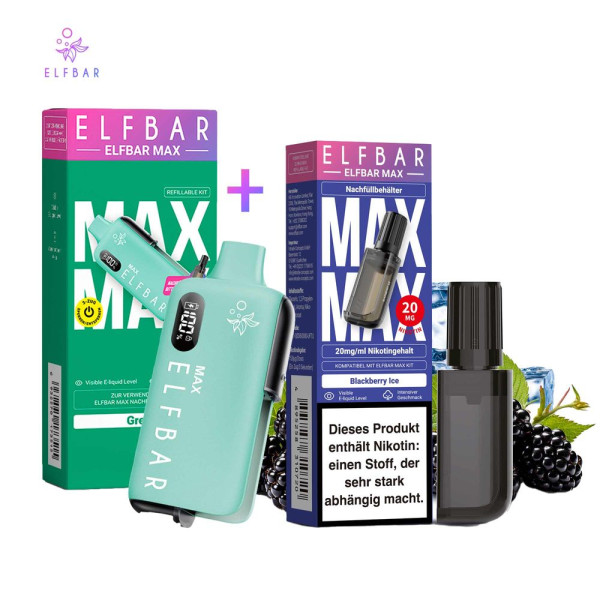 ELFBAR MAX Green Kit + Pod Blackberry Ice