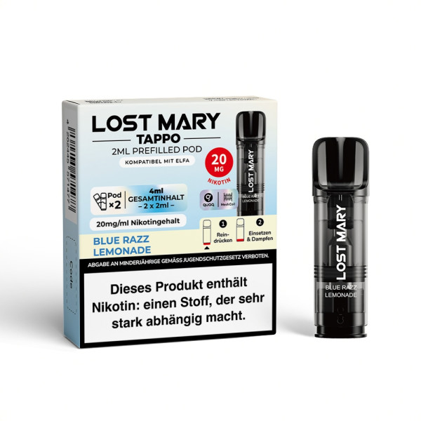 Lost Mary Tappo Blue Razz Lemonade 20mg Nikotin 2er Pack - Prefilled Pod