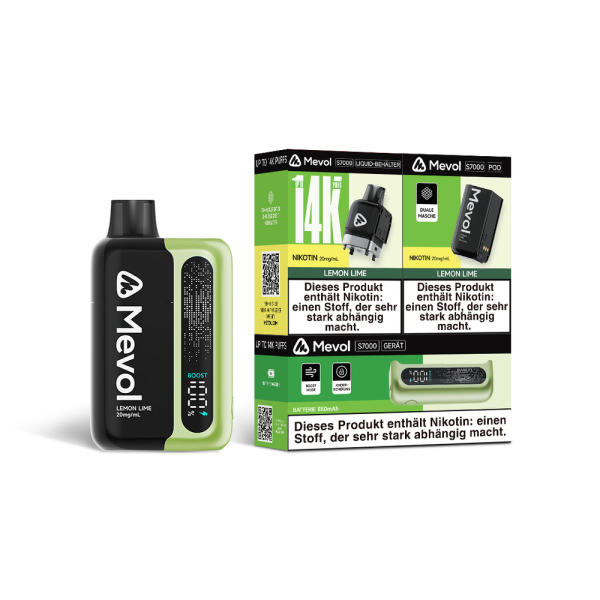 Mevol S7000 Pod Kit Green + Pod Lemon Lime