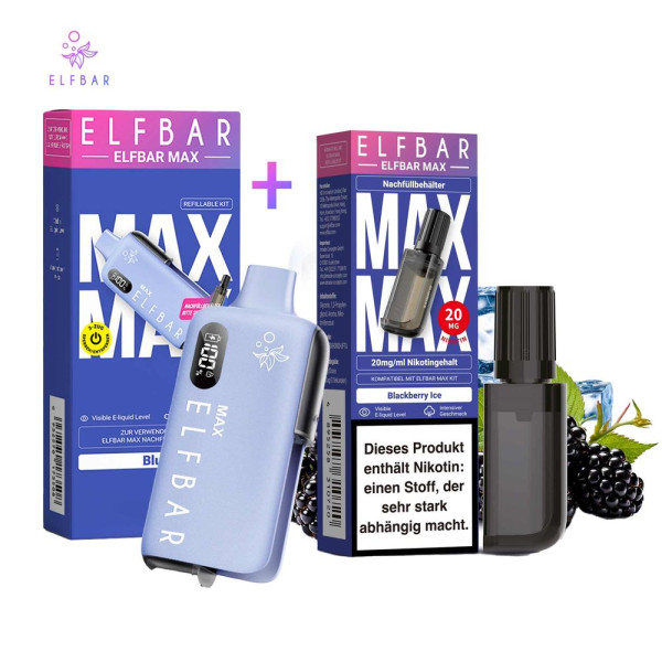 ELFBAR MAX Blue Kit + Pod Blackberry Ice